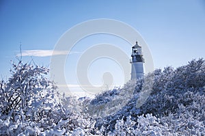 Portland Headlight blue sky winter day