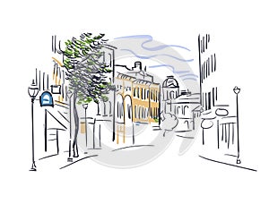 Portland Maine usa America vector sketch city illustration line art