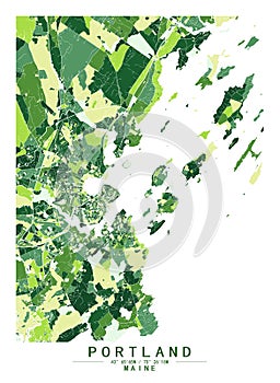 Portland Maine USA Creative Color Block city Map Decor Serie