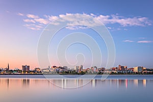 Portland, Maine, USA downtown skyline from Back Cove