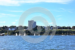 Portland maine usa oceanfront street sailing