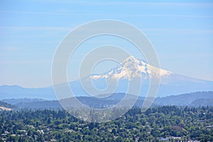 Portland and Mount Hood Panorama. Portland, Oregon, USA