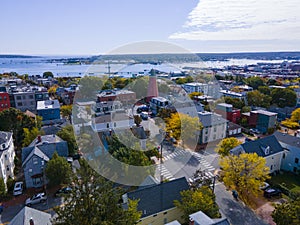 Portland Observatory aerial view, Maine, USA