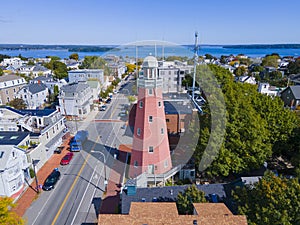 Portland Old Port aerial view, Maine, USA