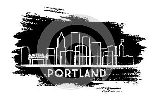 Portland Oregon City Skyline Silhouette. Hand Drawn Sketch