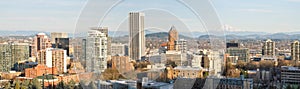 Portland Oregon Downtown Cityscape with Mount Hood