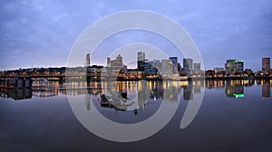 Portland Oregon Downtown Waterfront at Dusk