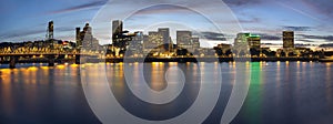 Portland Oregon Downtown Waterfront Skyline at Blue Hour