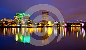 Portland Oregon at dusk - Morrison bridge