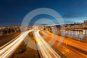 Portland Oregon Interstate Freeway Light Trails