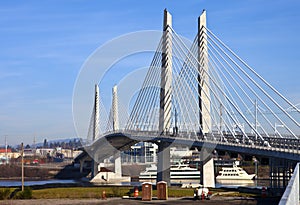 Portland Oregon new railcar and pedestrian bridge.