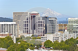 Portland Oregon skyline with Mt. Hood.