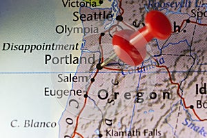 Portland Oregon USA pinned map