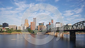 Portland, Oregon, USA skyline on the Willamette River in th