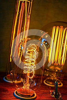 light bulb glass filaments photo