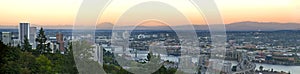 Portland Skyline along Willamette River Panorama