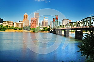 The Portland skyline from East Waterfront