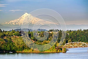 Portland Steel Bridge and the Mt hood