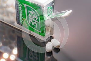 Up close shot of box of tic tacs