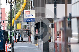 US Bank drive up ATM street neon sign