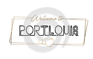 PortLouis  Welcome to text Neon lettering typography. Word for logotype, badge, icon, postcard, logo, banner Vector Illustration