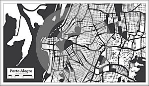 Porto Alegre Brazil City Map in Black and White Color in Retro Style. Outline Map photo