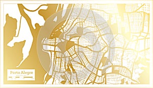 Porto Alegre Brazil City Map in Retro Style in Golden Color. Outline Map photo