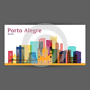 Porto Alegre city architecture silhouette.