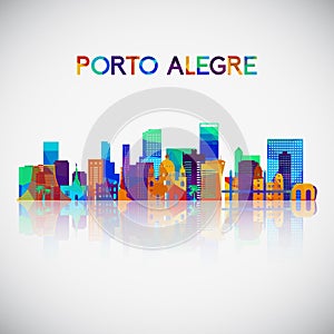 Porto Alegre skyline silhouette in colorful geometric style. photo