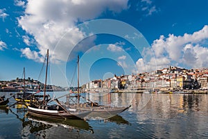 Porto boat with wine barrels