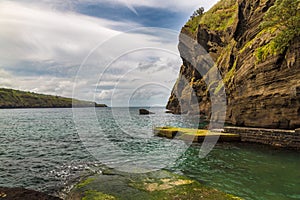 Porto Capelas fishing port on Sao Miguel island photo