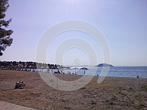 Porto carras hotel sum beach summer sun water umbrelas