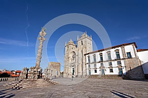 Porto Cathedral or Se Catedral do Porto and the Pillory in the Cathedral Square aka Terreiro da Se photo