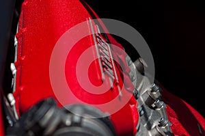 red ferrari engine detail logo ferrari