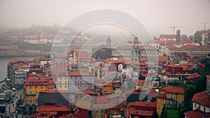 Porto, circa 2018: Panoramic view of the old city of Porto. Portugal, Porto Ribeira`s view. Panorama old city Porto at