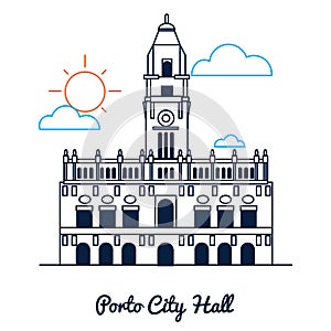 Porto city hall. Vector illustration decorative design