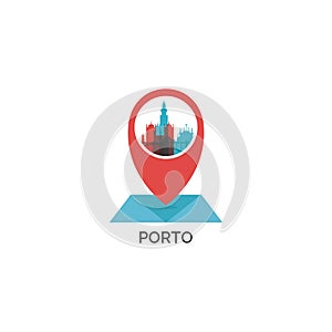Porto city skyline silhouette vector logo illustration