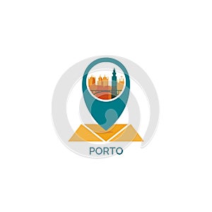 Porto city skyline silhouette vector logo illustration