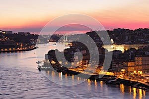 Porto cityscape and Arrabida bridge