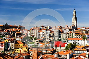 Porto cityscape with Clerigos tower, Porto, Portugal photo