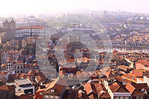 Porto Cityscape in morning beams of the sun