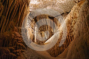 Porto Cristo, Mallorca, Spain - 9 Nov, 2022: Underground caverns at the Cuevas del Drach