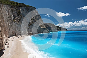 Porto Katsiki beach coast on Lefkada island, Greece.