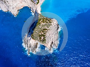 Porto Katsiki Beach Lefkada as seen from above aerial view photo