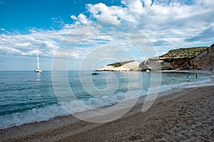Porto Katsiki Beach in summer season, Lefkada, Greece