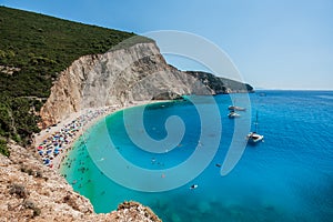 Porto Katsiki Beach in summer season, Lefkada, Greece