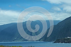 Porto Moniz on the North West Coast where the Mountains in the north of the Island of Madeira meet the Atlantic Ocean