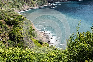 Porto Moniz on the North West Coast where the Mountains in the north of the Island of Madeira meet the Atlantic Ocean