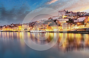 Porto at night, Portugal skyline