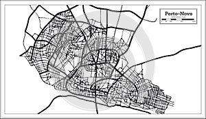 Porto Novo Benin City Map iin Black and White Color. Outline Map